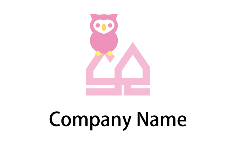 フクロウ・S・R・アルファベット・イニシャル・鳥・生物・ポップ・止まり木・賢いをイメージしたロゴデザイン