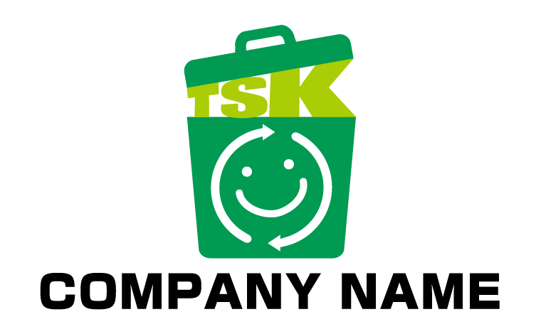 リサイクル・環境保全・トラッシュボックス・スマイル・TSKをイメージしたロゴデザイン